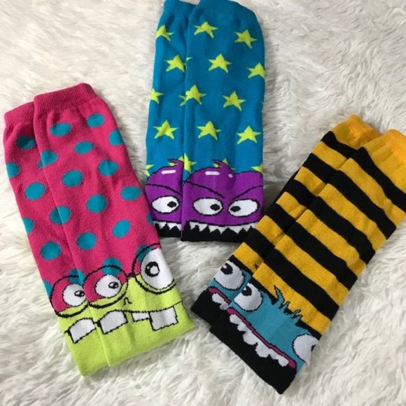 TeeHee Set of 3 Funky Monsters Knee High Cotton Blend Socks - Picture 1 of 10